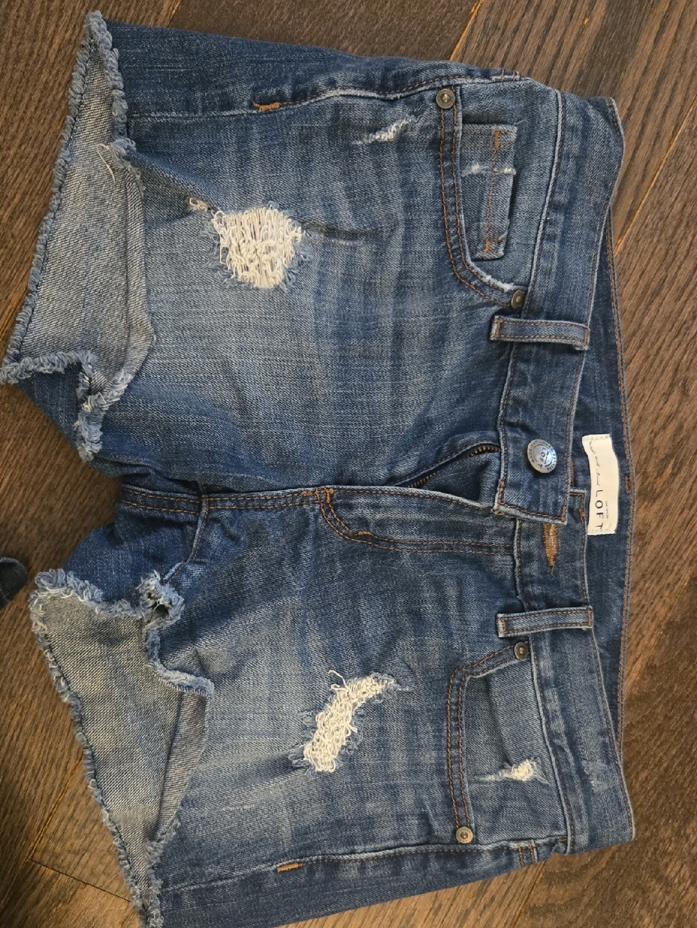 LOFT Distressed Denim Cutoff Shorts - Blue Wash